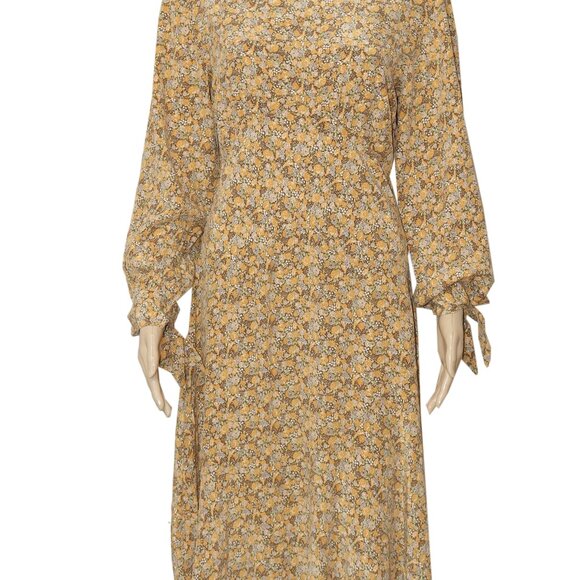 Doen Alda Dress in Lady Emma Floral Printed Long Sleeve Pleated Silk M - Picture 4 of 7